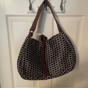 MARICO for FURLA Knitted Wool Woven Shoulder Hobo Bag Blue White Brown Braid